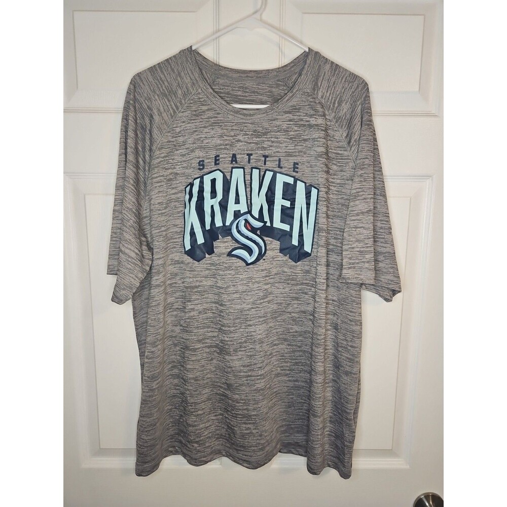Seattle Kraken Blow the Whistle Gray Raglan T-Shirt Mens Size XXL 2XL